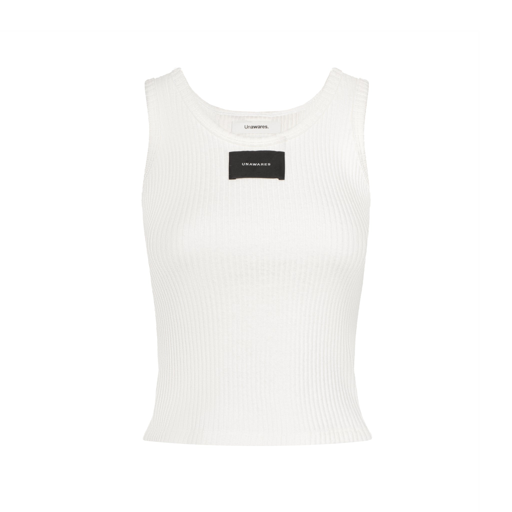 UNAWARES White Customized Inverted Triangle Buckle Rib Tank Top | MADA IN CHINA