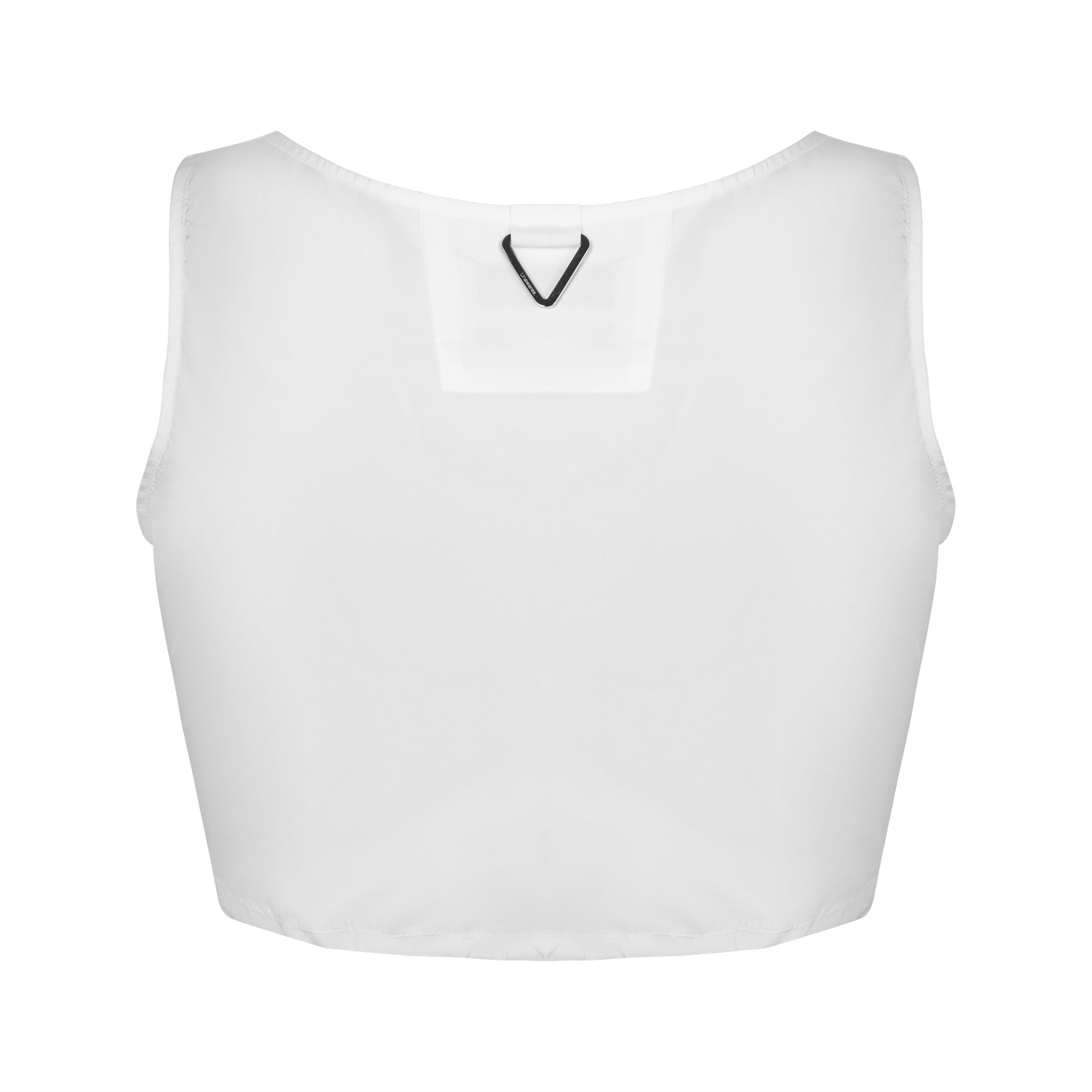 UNAWARES White Customized Inverted Triangle Logo Drawstring Tank Top | MADA IN CHINA