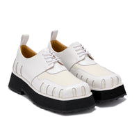 LOST IN ECHO White Double-layer Square-head Fake Two-piece Derby Shoes | MADA IN CHINA