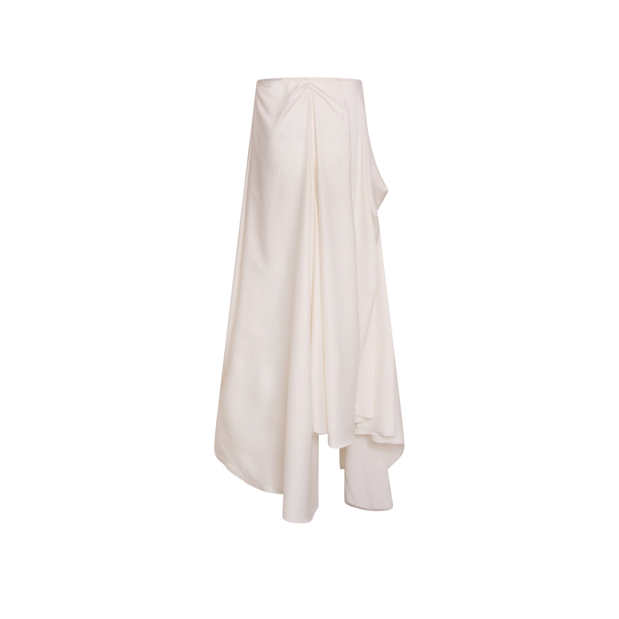 ELYWOOD White Drape Mid-Length Skirt With Button | MADA IN CHINA