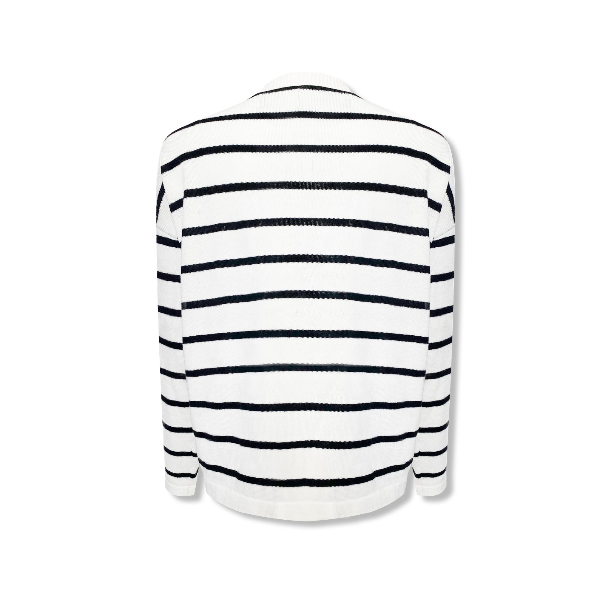 AIMME SPARROW White Embroidered Logo Stripe Sweater | MADA IN CHINA