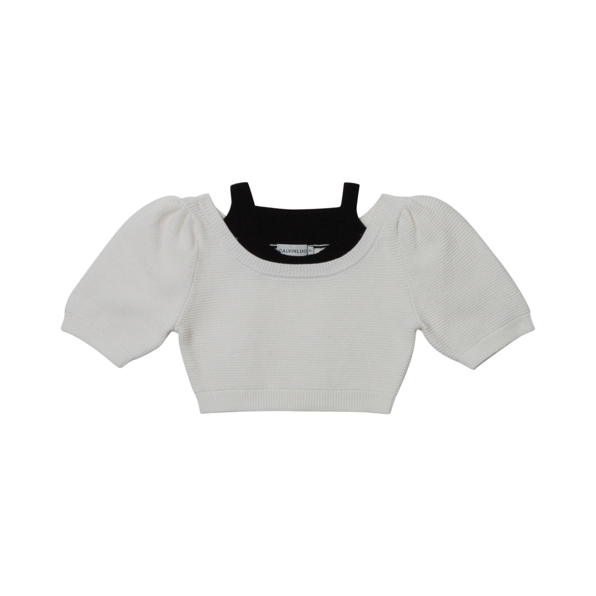 CALVIN LUO White Fake Two-Piece Short Knitted Sweater | MADA IN CHINA