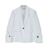 CALVIN LUO White Flap-Sleeve Twist-Lock Suit | MADA IN CHINA
