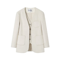 SOMESOWE White Fluffy Blazer Jacket | MADA IN CHINA