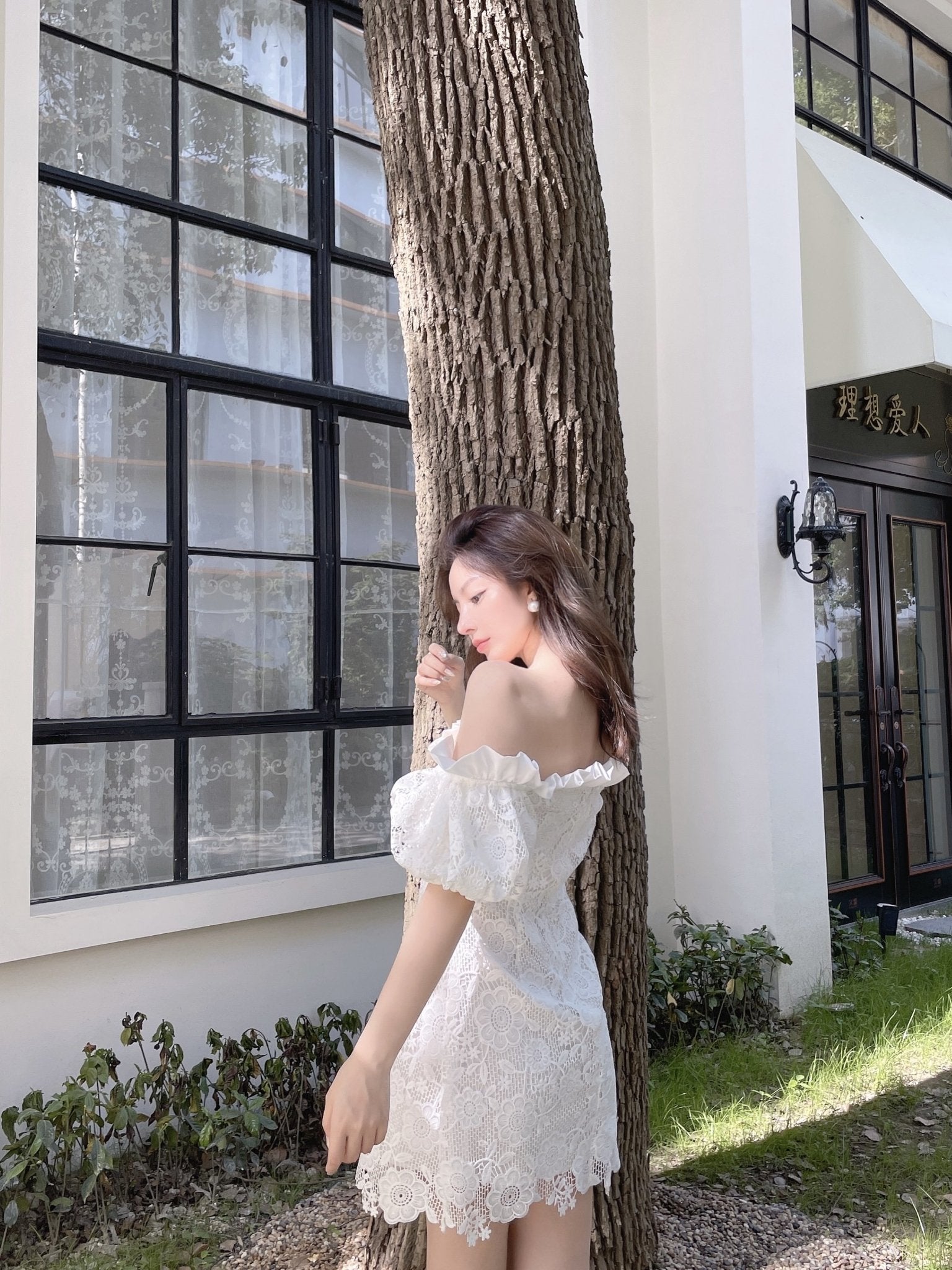 DIANA VEVINA White Lace Off Shoulder Dress | MADA IN CHINA