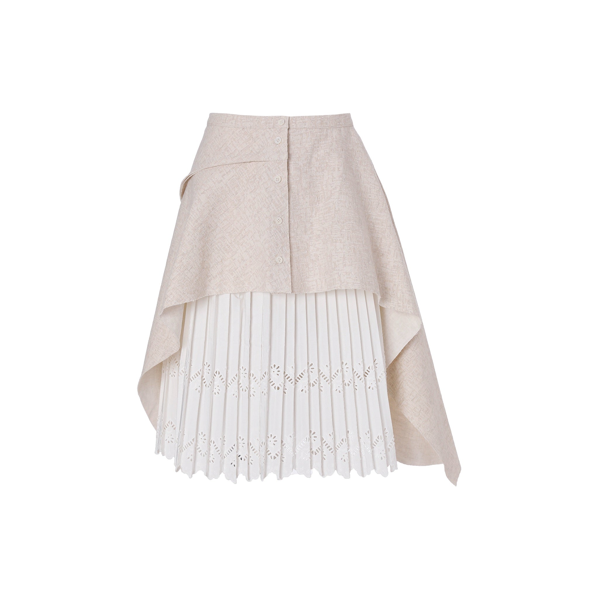DEPLUMER White Lace Pleated Skirt | MADA IN CHINA