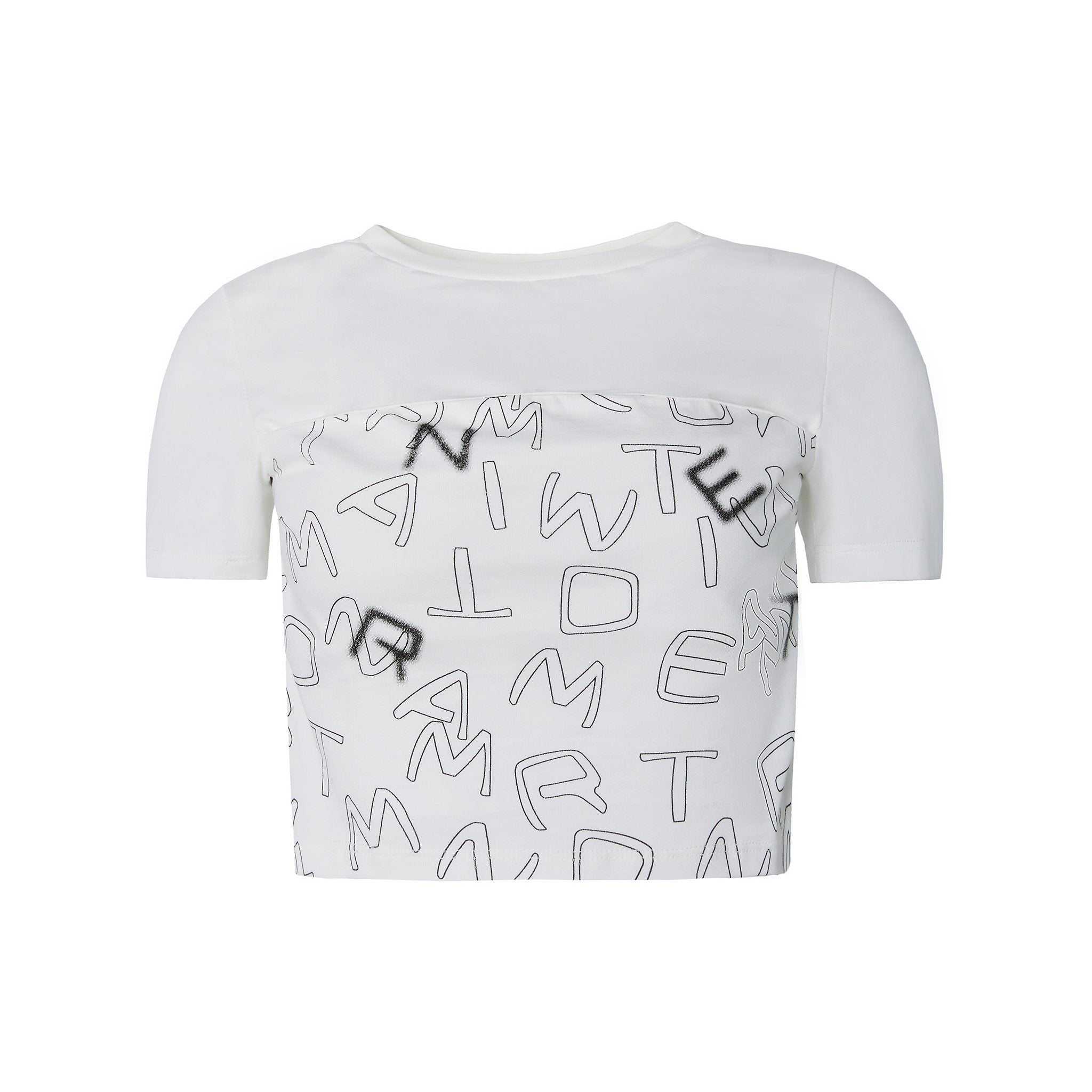 Andrea Martin White Lettering Cropped T-Shirt | MADA IN CHINA