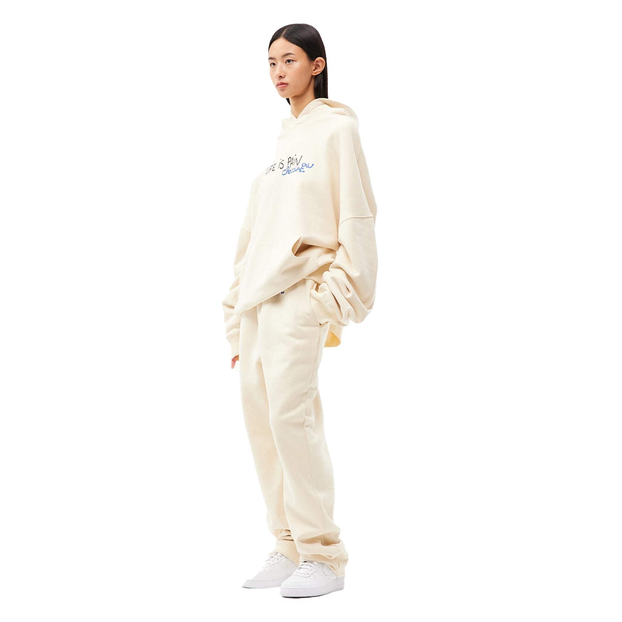 ANN ANDELMAN White 'Life is Pain' Pants | MADA IN CHINA