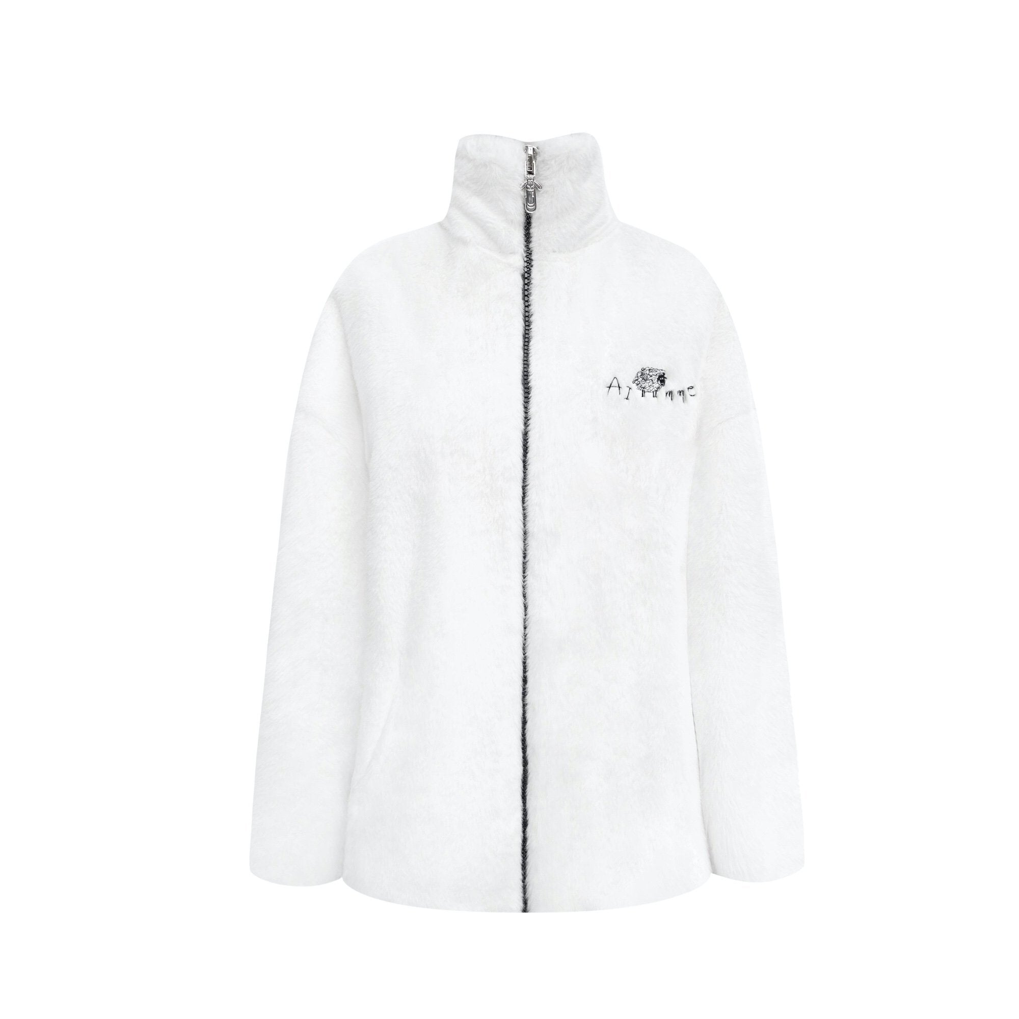 AIMME SPARROW White Little Sheep Printed Fur Jacket | MADA IN CHINA