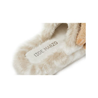 13DE MARZO White Logo Furry Plush Slipper | MADA IN CHINA