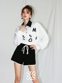 SOMESOWE White Logo Letter Polo Shorts | MADA IN CHINA