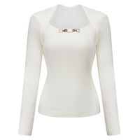 ARTE PURA White Metallic Embellished Slim Fit Sweater | MADA IN CHINA