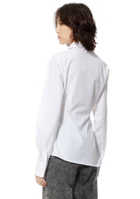 MARRKNULL White Misplaced Pleated Shirt | MADA IN CHINA