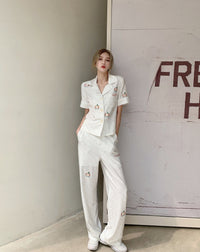 HERLIAN White Overlay Print Pants | MADA IN CHINA