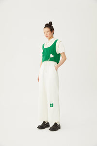 HERLIAN White Pants with Green Flower | MADA IN CHINA