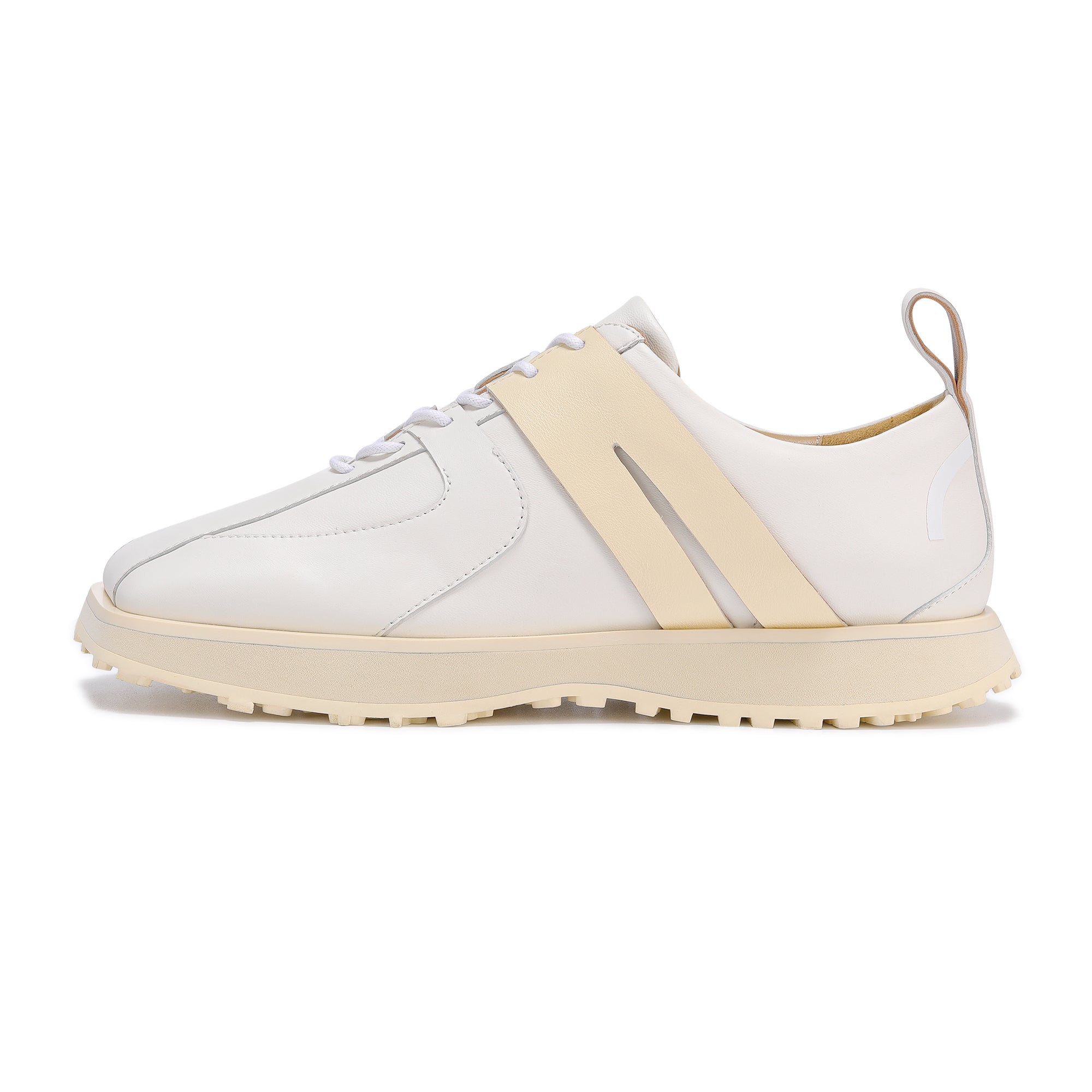 LOST IN ECHO White Patchwork Lace-up Oblique Square Toe Sneakers | MADA IN CHINA