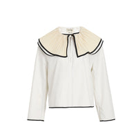 BVM TEAMS White Pleats Doll Collar Wool Top | MADA IN CHINA
