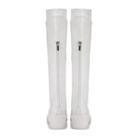 LOST IN ECHO White Pointed Toe Fake Two-pieces Splicing Knight Boots | MADA IN CHINA