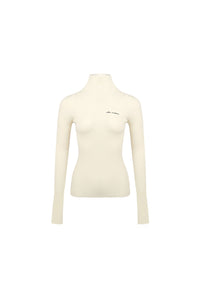 ANN ANDELMAN White Pullover Half-turtleneck Knit T-shirt | MADA IN CHINA