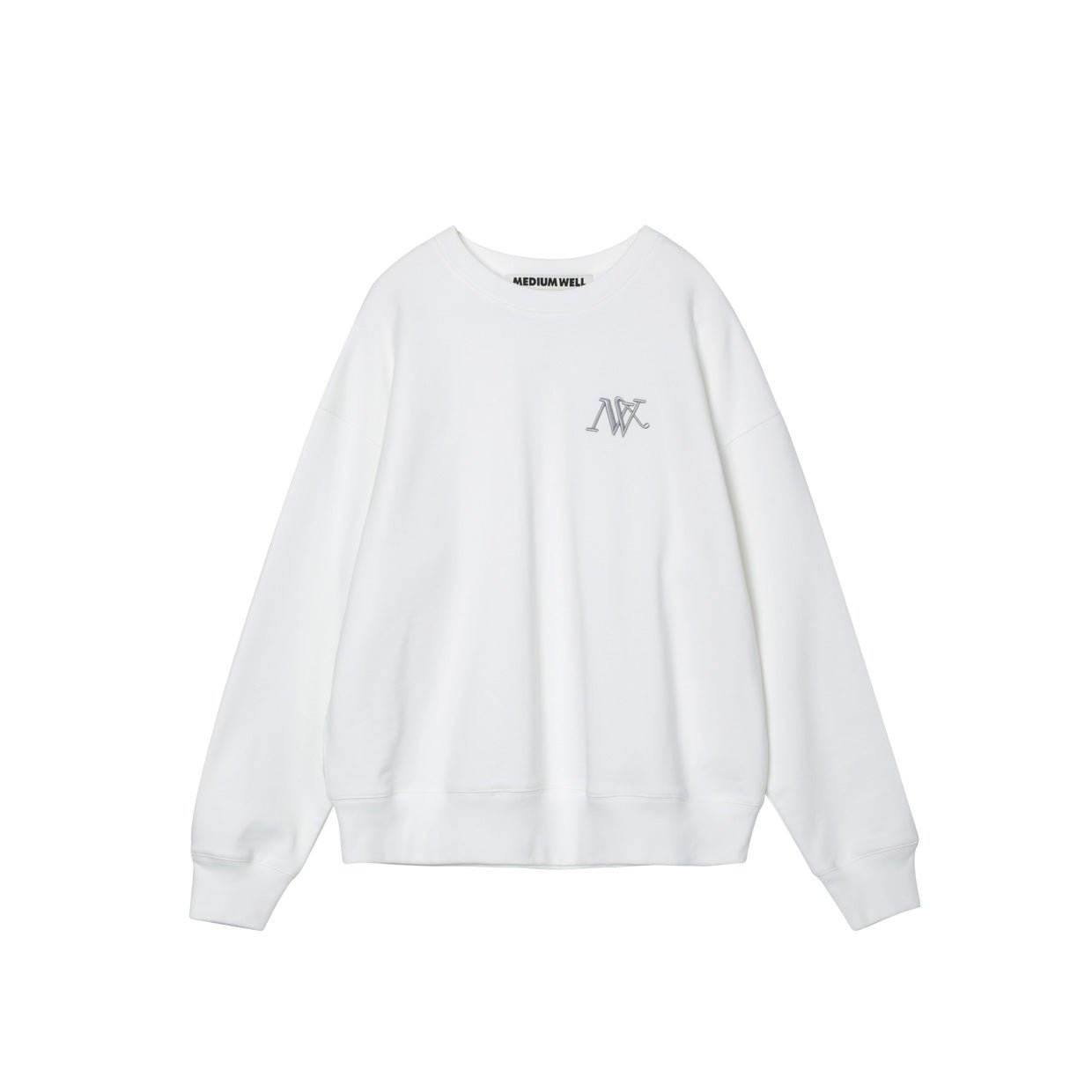 MEDIUM WELL White Round Neck Embroidered Sweatshirt | MADA IN CHINA