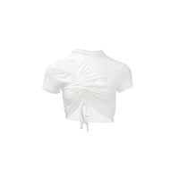 ANN ANDELMAN White Ruched Cutout Top | MADA IN CHINA