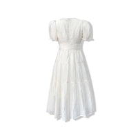 AIMME SPARROW White Ruffle Puff Sleeve Dress | MADA IN CHINA