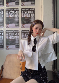 MASION.W White Shirt with Tie | MADA IN CHINA
