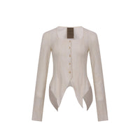 ELYWOOD White Square Collar Top With Buttons | MADA IN CHINA