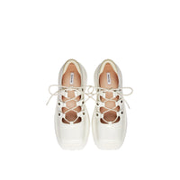 LOST IN ECHO White Square Head Gear Thick-soled Lace-up Mary Jane | MADA IN CHINA