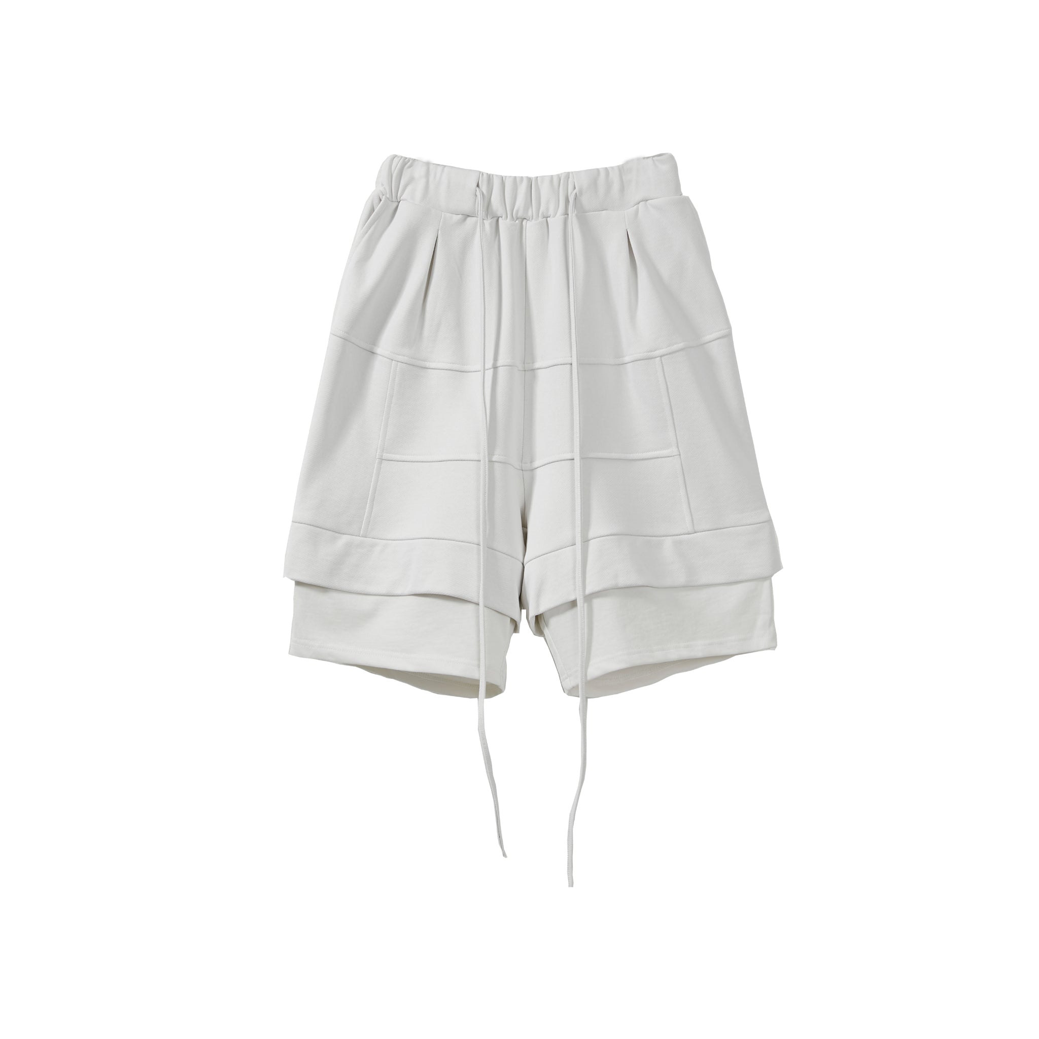 VANN VALRENCÉ White Structural Patchwork Shorts | MADA IN CHINA