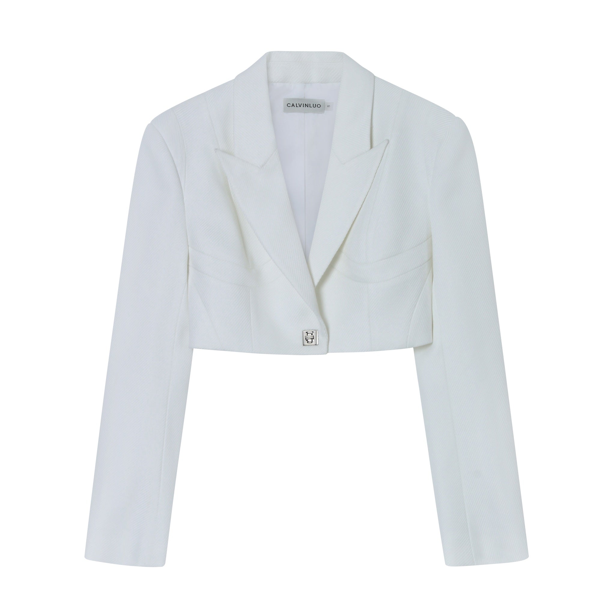 CALVIN LUO White Structured Line Short Suit | MADA IN CHINA