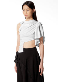 MARRKNULL White Twist Misplaced Polo Shirt | MADA IN CHINA