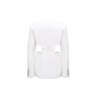 ANN ANDELMAN White Waistless Collar Label Jacket | MADA IN CHINA