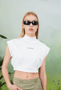 VANN VALRENCÉ White Women Short High-neck T-shirt | MADA IN CHINA