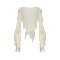 ELYWOOD White Wool Lace Up Blouse | MADA IN CHINA