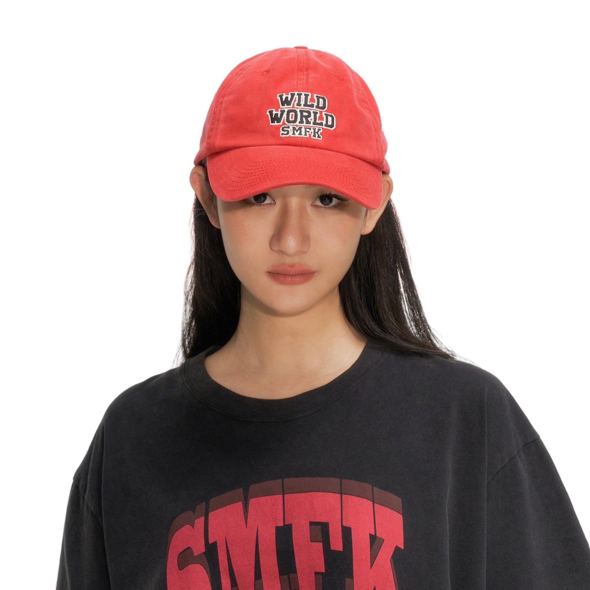 SMFK Wild World Warning Red Baseball Hat | MADA IN CHINA