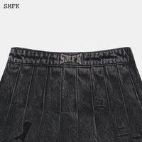 SMFK Wilderness Wandering Black Pleated Short Jeans | MADA IN CHINA