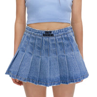 SMFK Wilderness Wandering Blue Pleated Short Jeans | MADA IN CHINA