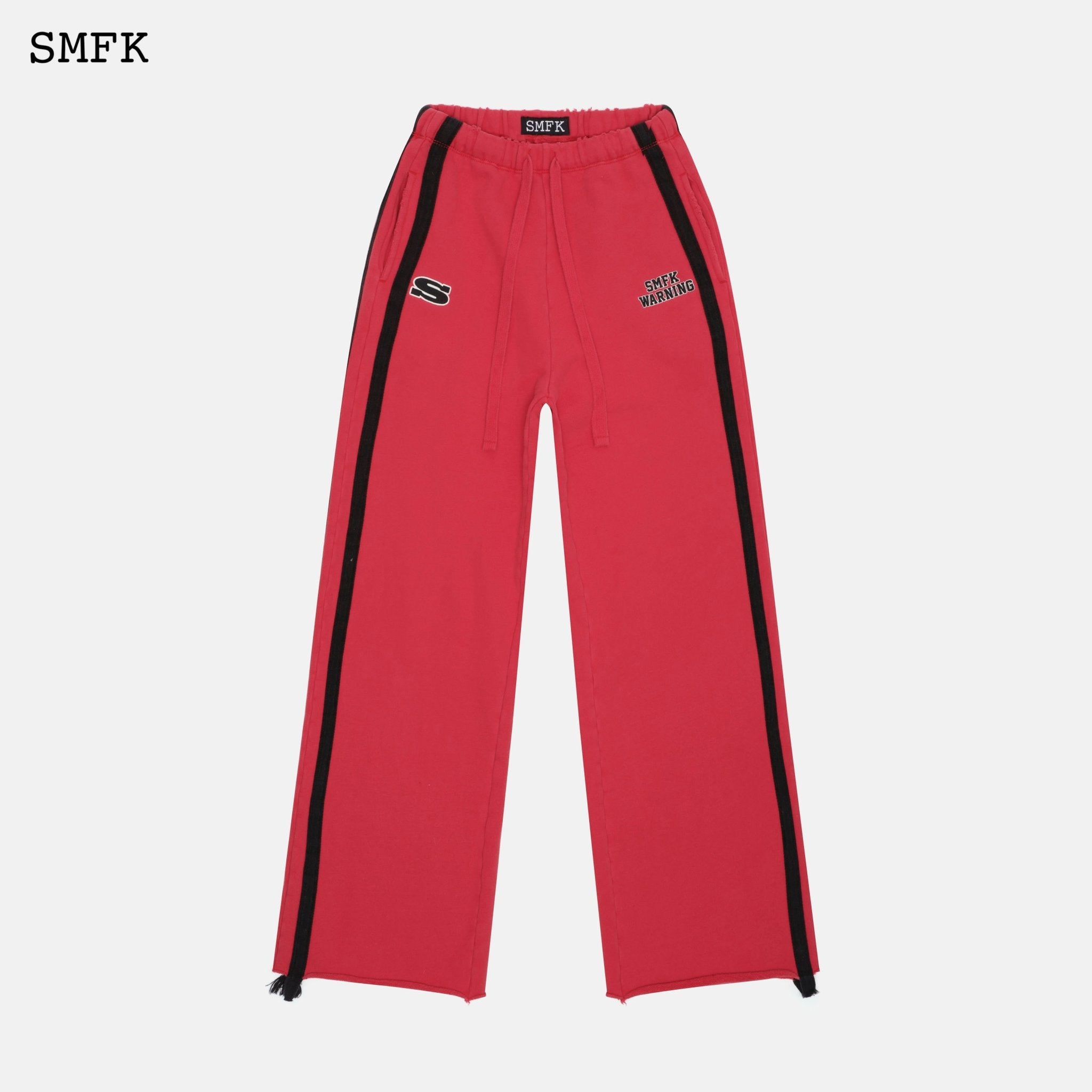 Red Sports Stripe Wide Leg Track Pants
