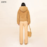SMFK WildWorld Adventure Faux Fur Short Hoodie In Ginger | MADA IN CHINA