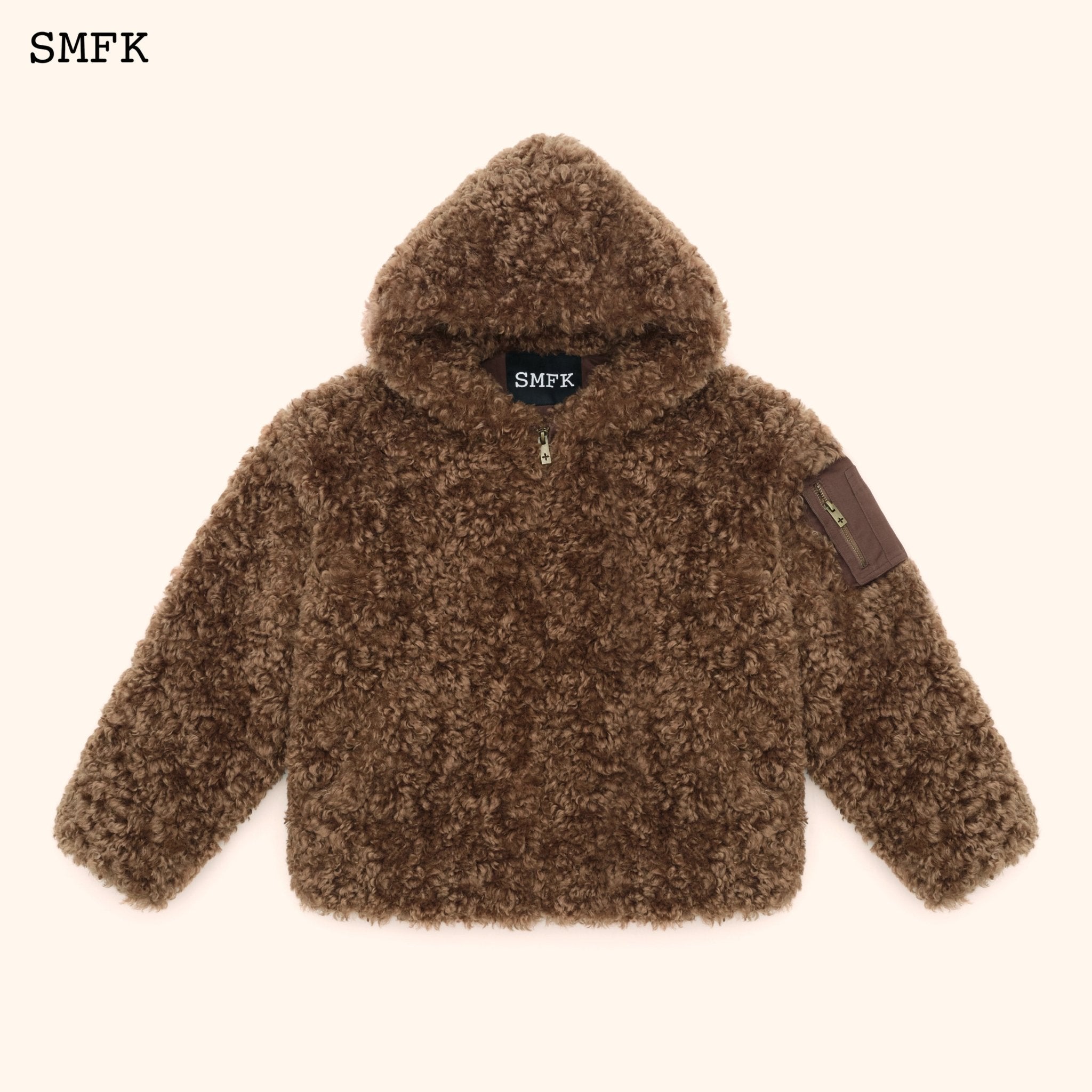 SMFK WildWorld Adventure Outdoor Faux Fur Hoodie In Brown | MADA IN CHINA