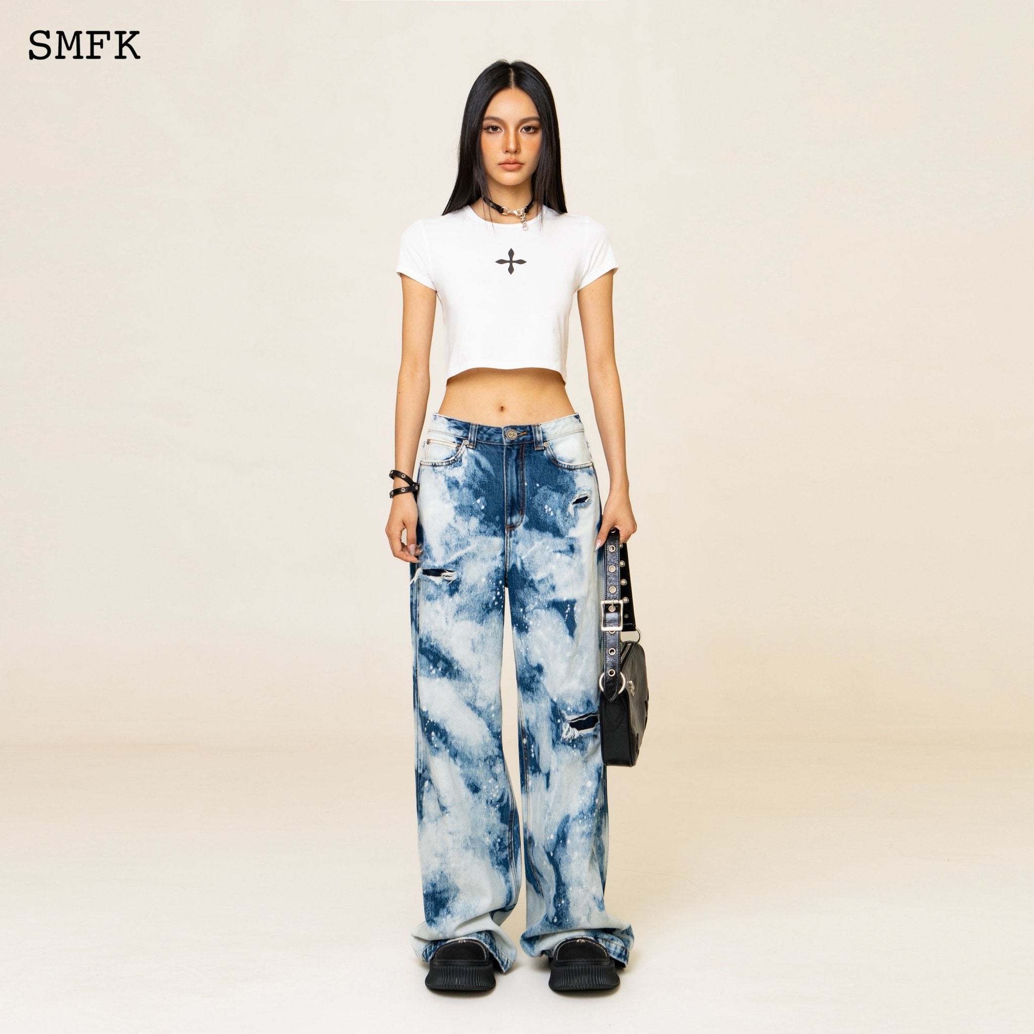 SMFK WildWorld Camouflage Loose Jeans Ocean Blue | MADA IN CHINA