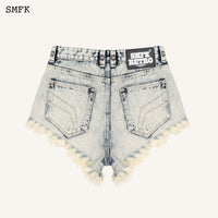 SMFK WIldWorld Cream Stray Shorts Jeans | MADA IN CHINA