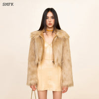 SMFK WildWorld Faux Fur Short Jacket In Wheat | MADA IN CHINA