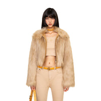 SMFK WildWorld Faux Fur Short Jacket In Wheat | MADA IN CHINA