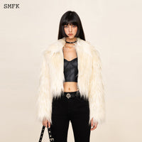 SMFK WildWorld Faux Fur Short Jacket In White | MADA IN CHINA