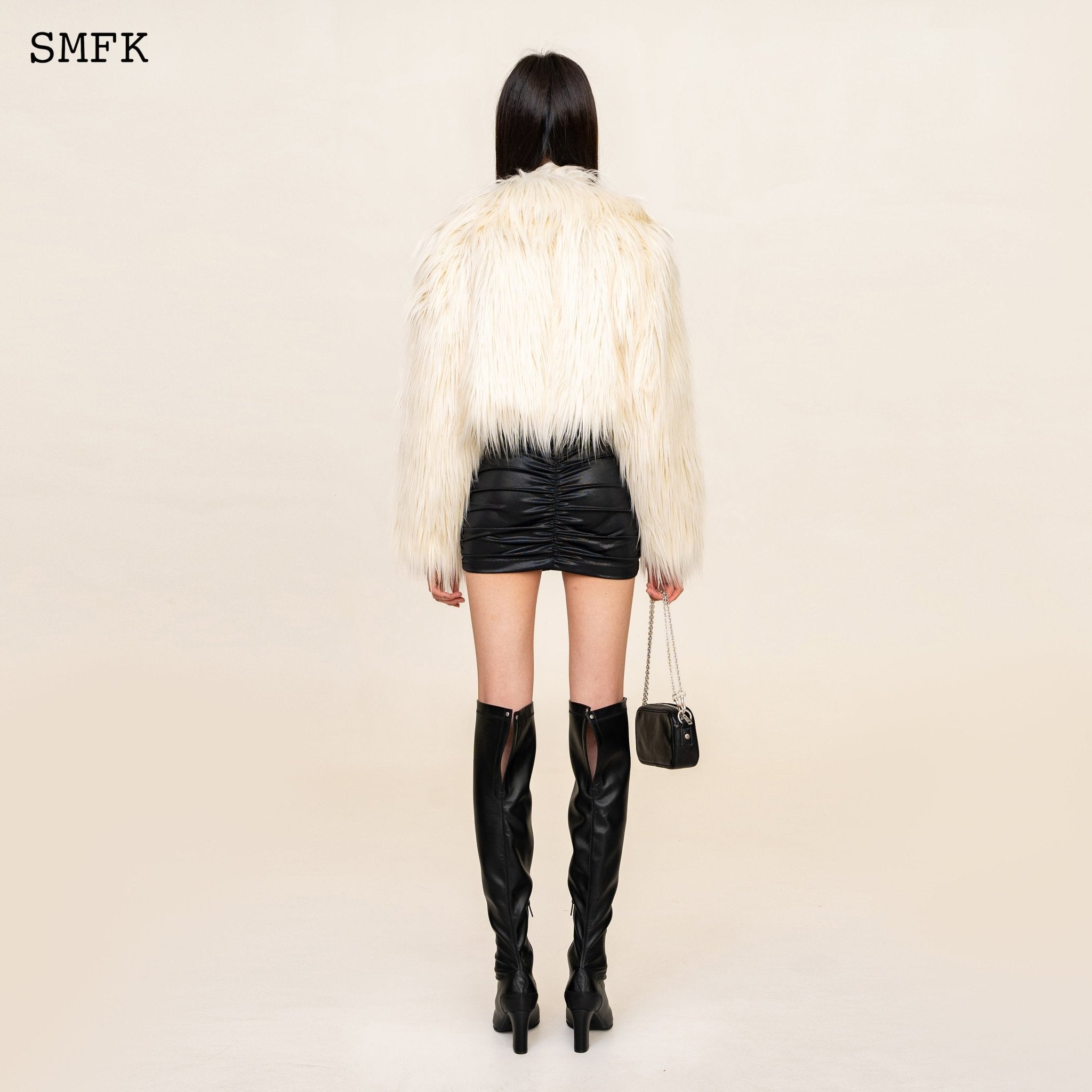 SMFK WildWorld Faux Fur Short Jacket In White | MADA IN CHINA