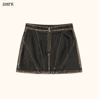 SMFK WildWorld Retro Leather Short Skirt | MADA IN CHINA