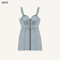 SMFK WildWorld Rock Denim Short Dress Sky Blue | MADA IN CHINA