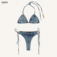  RuoFeng Women's Denim Bikini Set with Jeans Shorts and
